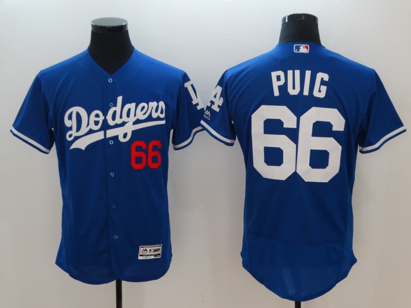 Men Los Angeles Dodgers #66 Puig Blue Elite MLB Jerseys